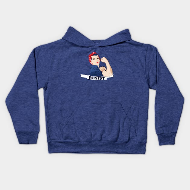 Resist Rosie the Riveter Kids Hoodie by bubbsnugg